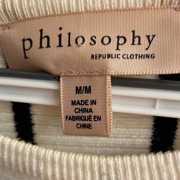 Philosophy Black & White Sweater Sz M Soft - Picture 3 of 4